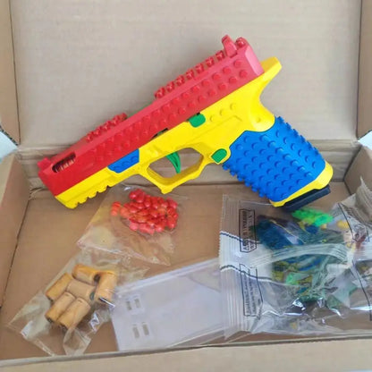 Building Block Pistol Continuous Firing Toy Gun Shell Throwing Airsoft Blowback Empty Hanging Outdoor CS Weapon for Boys Adult